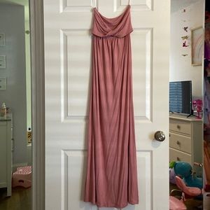 Nursing maxi dress lift up and place for breastfeeding mauve pink dress